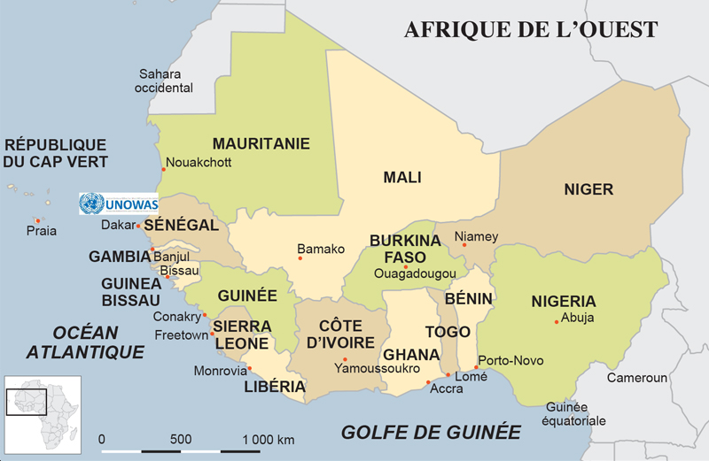Carte de lAfrique de lOuest.