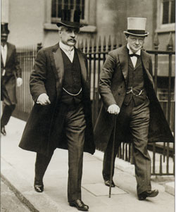 Churchill and Borden leaving the Admiralty