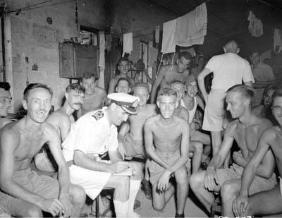 Canadian and British prisoners-of-war liberated by the boarding party from HMCS Prince Robert