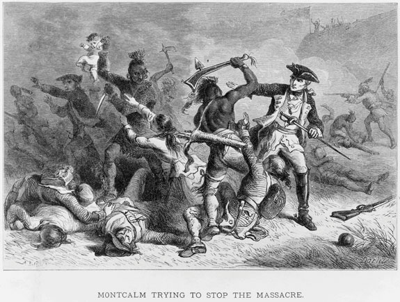 Montcalm Trying to Stop the Massacre, gravure sur bois d'Alfred Bobbett