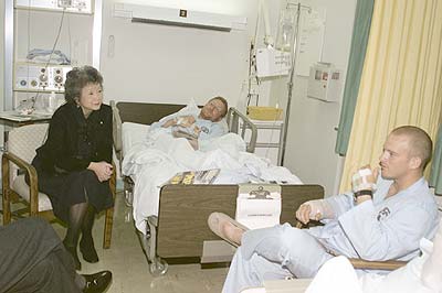 GG Clarkson visiting hospital.