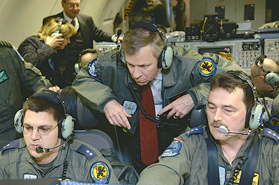 NATO Secretary General Jaap de Hoop Schelffer on board AWACS