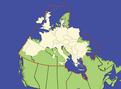 Superposition à l’échelle du territoire de l’Europe