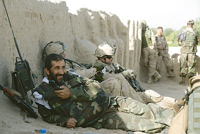 Canadian soldiers with Afghani interpreter