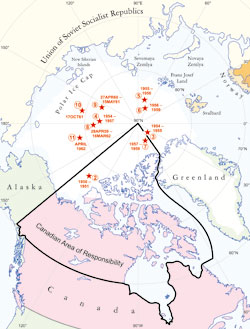 Map of Soviet Ice Drift Stations