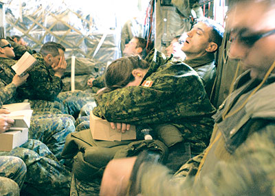 Exhausted soldiers