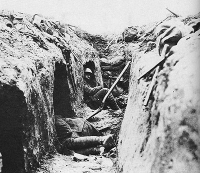 Canadian troops in a front line trench, France 1915 