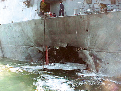 USS Cole after terrorist attack