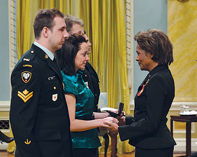 Governor General and Megan Leigh Stewart, widow of Capt Snyder