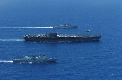 USS Kittyhawk, NCSM Ottawa et NCSM Regina emplacement du l’exercice Rimpac