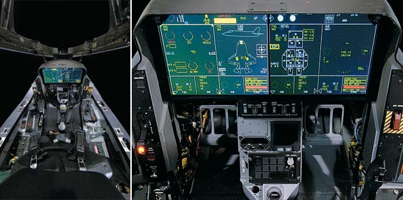 The high technology cockpit of the Lockheed Martin F-35 Lightning II