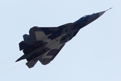 Russian Sukhoi T-50 in full display mode, 17 August 2011.
