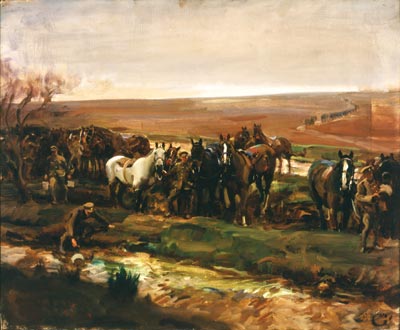Horses and Chargers of Various Units, by Sir Alfred James Munnings, 1 January 1918.