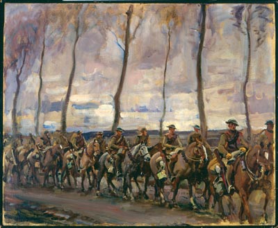 Fort Garry’s on the March by Sir Alfred James Munnings, 1 January 1918.