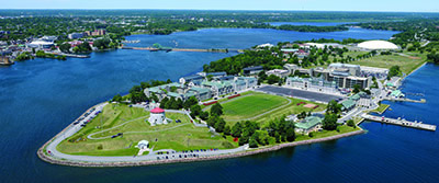 Aeriel view of the Royal Military College in Kingston, Ontario.