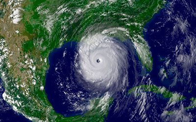 Image satellite de la National Oceanic and Atmospheric Administration (NOAA) de l’ouragan Katrina, le 24 août 2005.