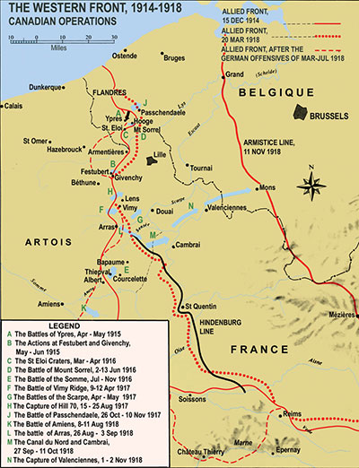 Map of Western Front 1914-1918