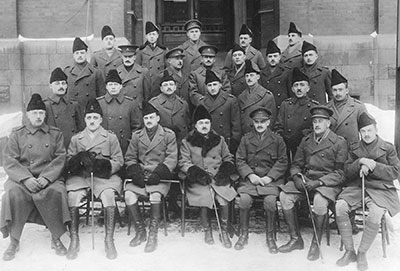 French Canadian officers of the first French Canadian Battalion to be formed under conscription, nearly all of whom went to the 22nd Battalion, the ‘Vandoos.’