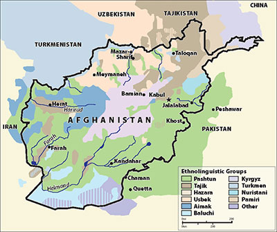Map of Afghan tribal distribution 