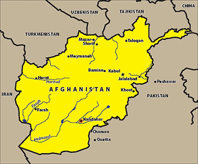 Map of Afghanistan.