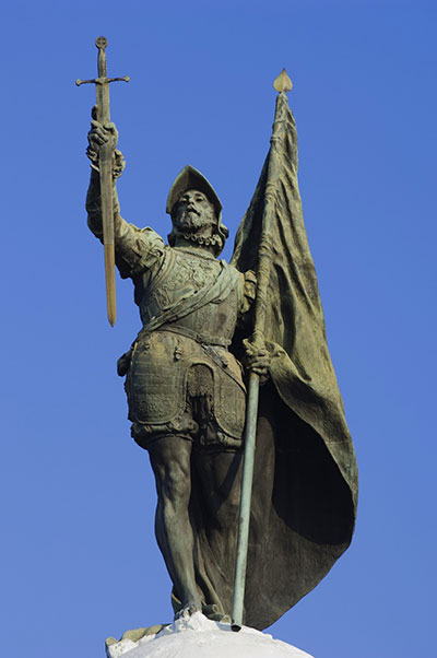 The statue of Vasco Nunez de Balboa in Panama City.