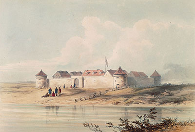 A close-up of Fort Garry in 1869.