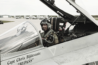 a CF-18 pilot in cockpit
