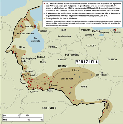 Présence des FARC au Venezuela, 1999-2010.