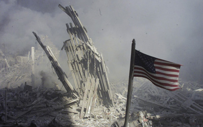 Le World Trade Center en ruines, le 11 septembre 2001.