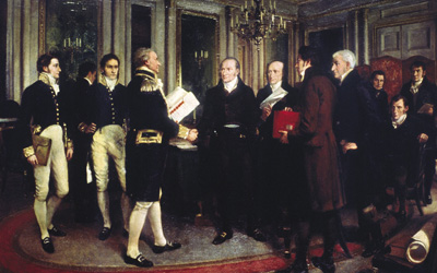 British and American Diplomats Signing the Treaty of Ghent, 24 December 1814, par Forestier