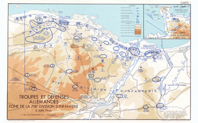 Carte des forces et des défenses allemandes, le 6 juin 1944