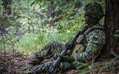 Soldier in watch position in the Hohenfels Training Area in preparation for Exercise ‘Allied Spirit II’, 10 August 2015.