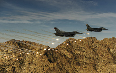 Des chasseurs F-16 de lUSAF en vol