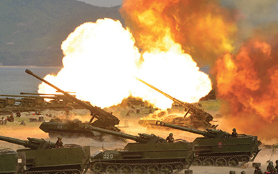 Dmonstration de la puissance de feu de lartillerie nord-corenne.