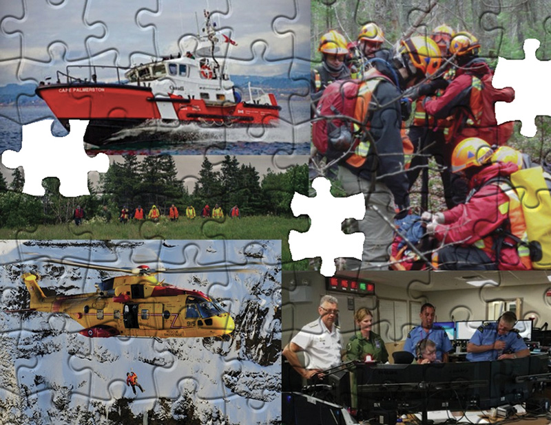SAR photo montage depicted as a puzzle with missing pieces.